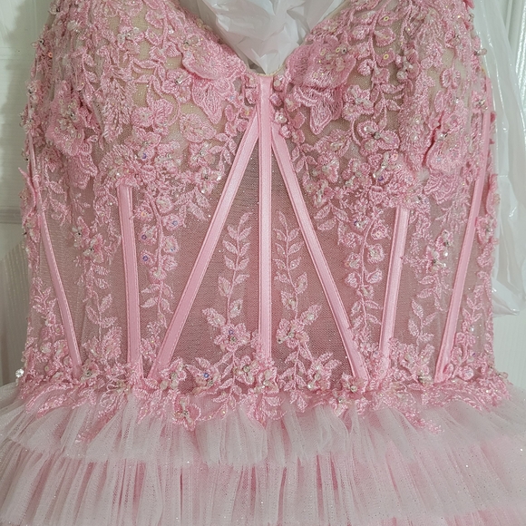 Sherri Hill 55682 Elegant Pink Strapless Dress - Picture 2 of 3